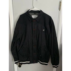 Orisue Men Classic Bomber Coat Jacket XL Black Red